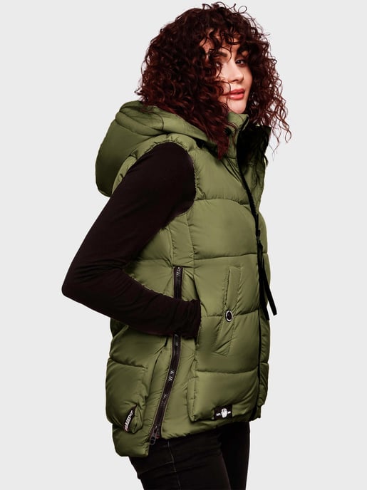Marikoo dames gewatteerd vest – Zarinaa, licht met afneembare capuchon - Image 3