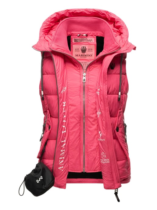Marikoo dames gewatteerd vest – Taisaa, licht met capuchon & snackvak - Image 5