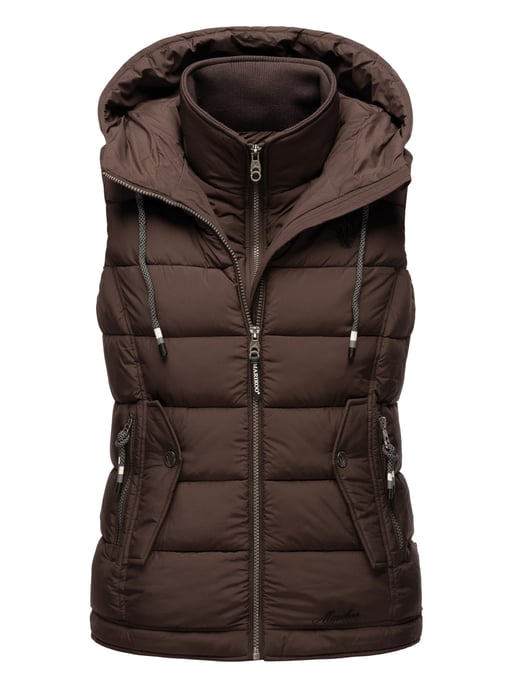 Marikoo dames gewatteerd vest – Taisaa, licht met capuchon & snackvak - Image 1