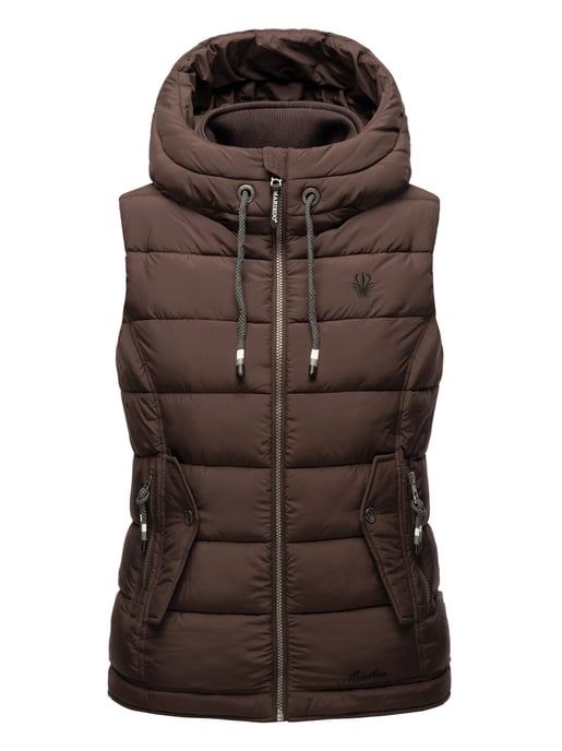 Marikoo dames gewatteerd vest – Taisaa, licht met capuchon & snackvak - Image 2