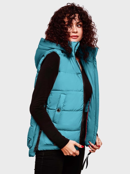 Marikoo dames gewatteerd vest – Zarinaa, licht met afneembare capuchon - Image 2