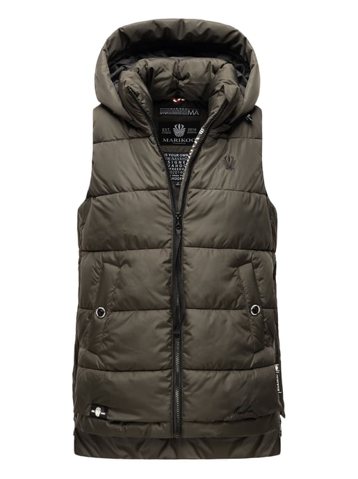 Marikoo dames gewatteerd vest – Zarinaa, licht met afneembare capuchon - Image 1