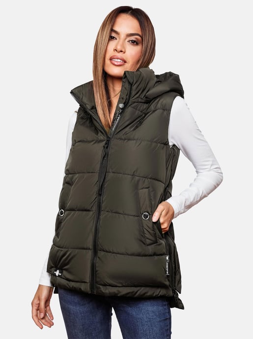 Marikoo dames gewatteerd vest – Zarinaa, licht met afneembare capuchon - Image 6