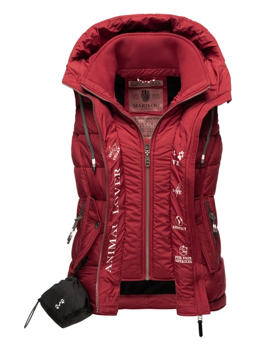 Marikoo dames gewatteerd vest – Taisaa, licht met capuchon & snackvak - Image 3