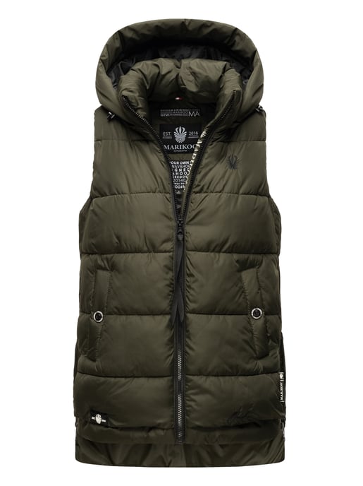 Marikoo dames gewatteerd vest – Zarinaa, licht met afneembare capuchon - Image 1