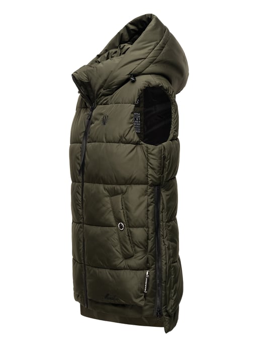 Marikoo dames gewatteerd vest – Zarinaa, licht met afneembare capuchon - Image 3