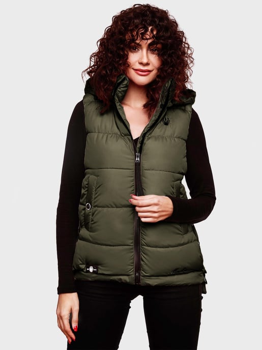 Marikoo dames gewatteerd vest – Zarinaa, licht met afneembare capuchon - Image 6
