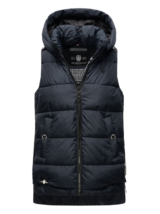Marikoo dames gewatteerd vest – Zarinaa, licht met afneembare capuchon - Image 1