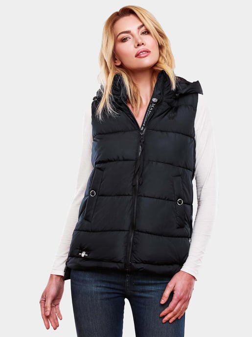 Marikoo dames gewatteerd vest – Zarinaa, licht met afneembare capuchon - Image 6
