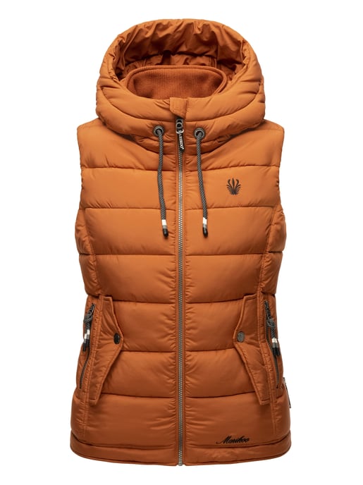 Marikoo dames gewatteerd vest – Taisaa, licht met capuchon & snackvak - Image 2