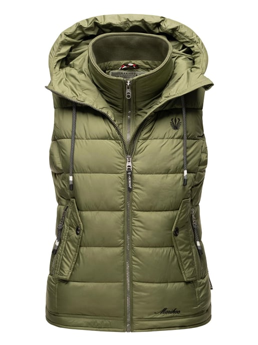 Marikoo dames gewatteerd vest – Taisaa, licht met capuchon & snackvak - Image 1