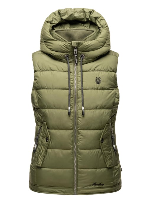 Marikoo dames gewatteerd vest – Taisaa, licht met capuchon & snackvak - Image 2