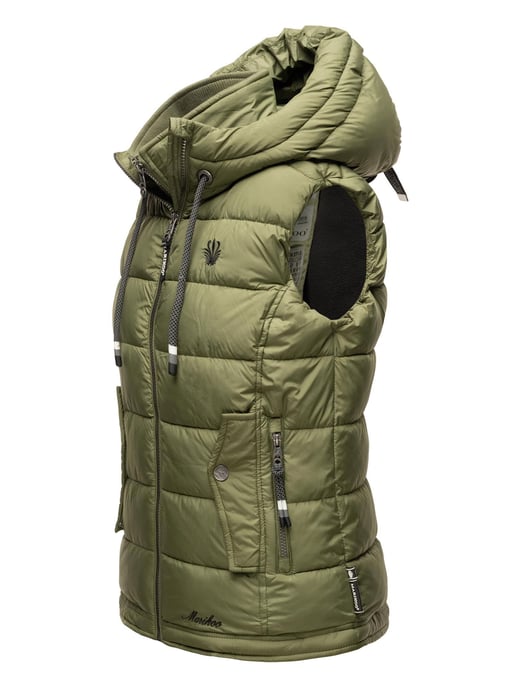 Marikoo dames gewatteerd vest – Taisaa, licht met capuchon & snackvak - Image 3