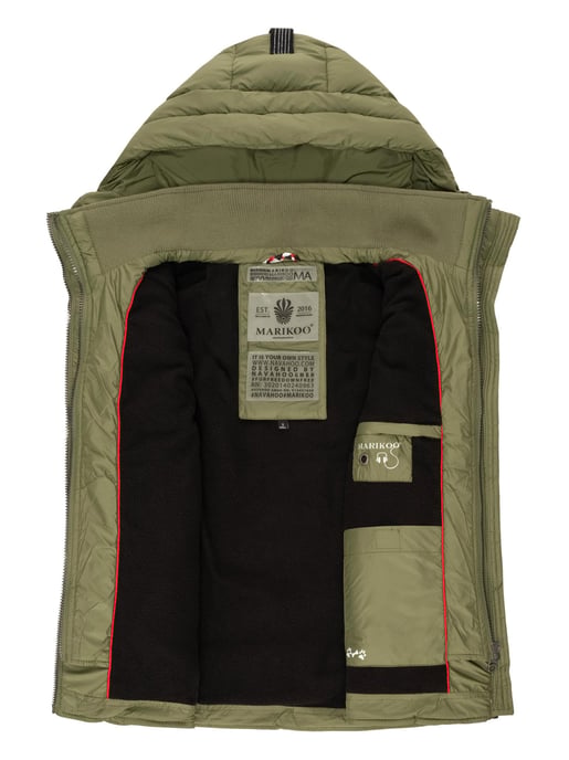 Marikoo dames gewatteerd vest – Taisaa, licht met capuchon & snackvak - Image 6