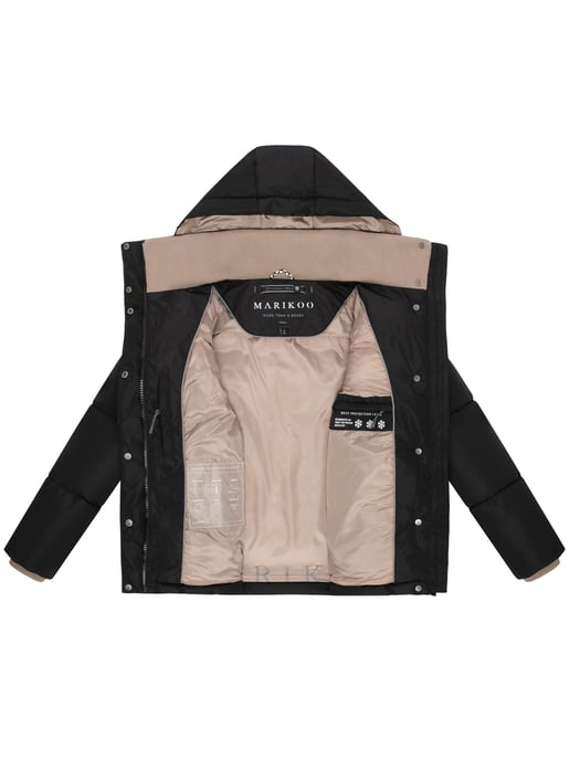 Marikoo dames gewatteerde jas Omariaa met colorblock & afneembare capuchon - Image 4