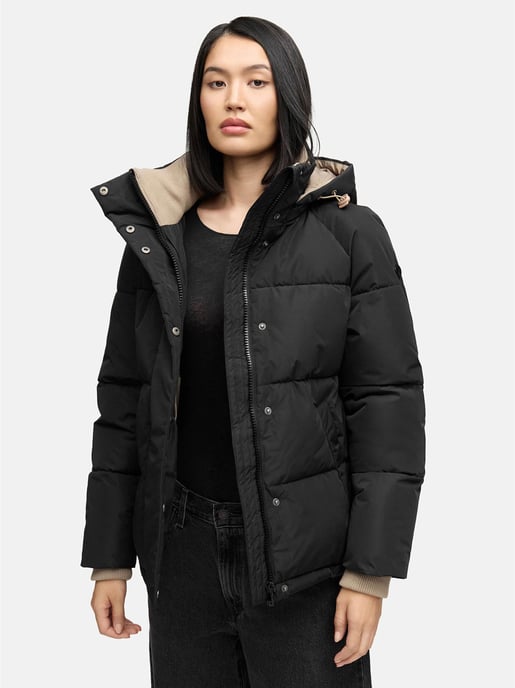 Marikoo dames gewatteerde jas Omariaa met colorblock & afneembare capuchon - Image 5