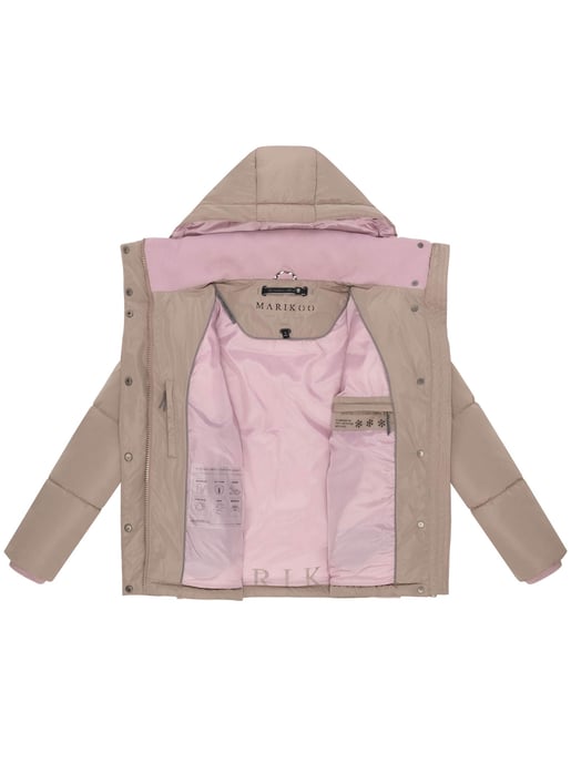 Marikoo dames gewatteerde jas Omariaa met colorblock & afneembare capuchon - Image 4