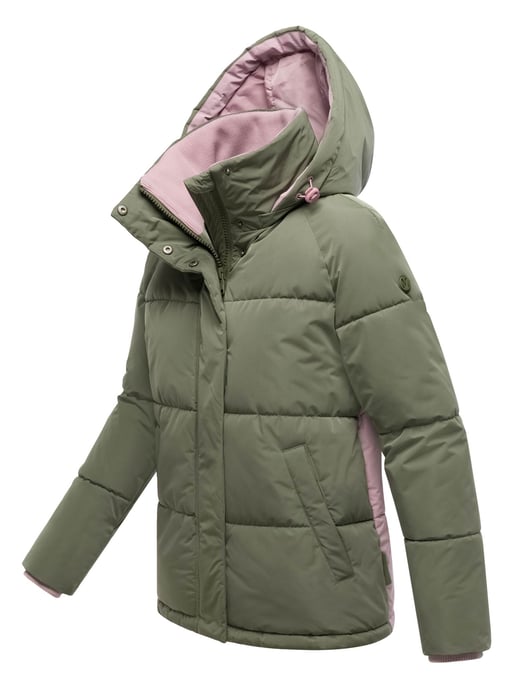 Marikoo dames gewatteerde jas Omariaa met colorblock & afneembare capuchon - Image 2