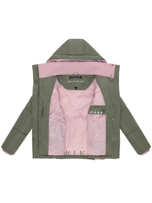 Marikoo dames gewatteerde jas Omariaa met colorblock & afneembare capuchon - Image 4