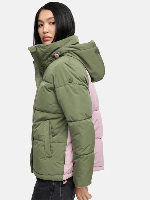 Marikoo dames gewatteerde jas Omariaa met colorblock & afneembare capuchon - Image 6