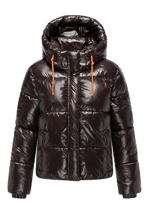 Marikoo dames gewatteerde winterjas Skyraa met capuchon & glanzend design - Image 2