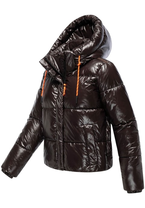 Marikoo dames gewatteerde winterjas Skyraa met capuchon & glanzend design - Image 3