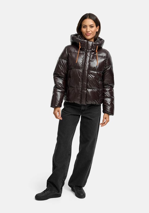 Marikoo dames gewatteerde winterjas Skyraa met capuchon & glanzend design - Image 6