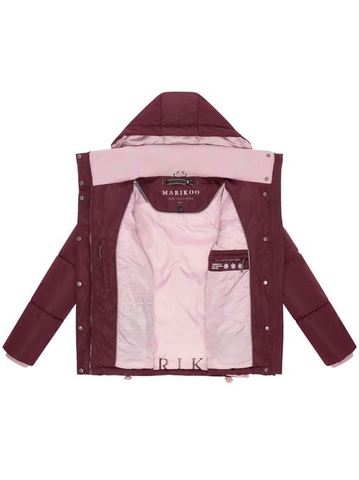 Marikoo dames gewatteerde jas Omariaa met colorblock & afneembare capuchon - Image 4