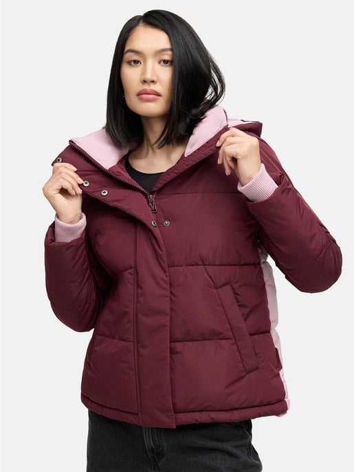 Marikoo dames gewatteerde jas Omariaa met colorblock & afneembare capuchon - Image 5