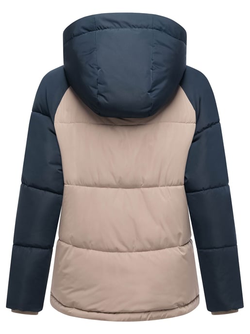 Marikoo dames gewatteerde jas Omariaa met colorblock & afneembare capuchon - Image 3