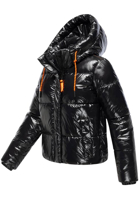 Marikoo dames gewatteerde winterjas Skyraa met capuchon & glanzend design - Image 3