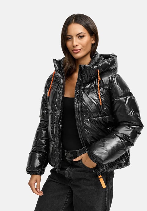Marikoo dames gewatteerde winterjas Skyraa met capuchon & glanzend design - Image 6