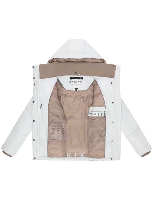 Marikoo dames gewatteerde jas Omariaa met colorblock & afneembare capuchon - Image 4