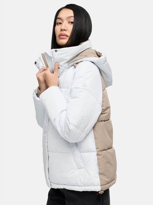 Marikoo dames gewatteerde jas Omariaa met colorblock & afneembare capuchon - Image 6