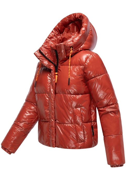 Marikoo dames gewatteerde winterjas Skyraa met capuchon & glanzend design - Image 3