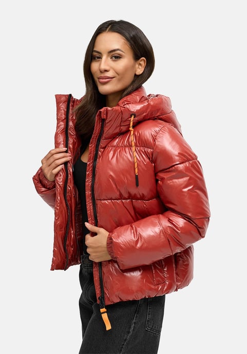Marikoo dames gewatteerde winterjas Skyraa met capuchon & glanzend design - Image 5