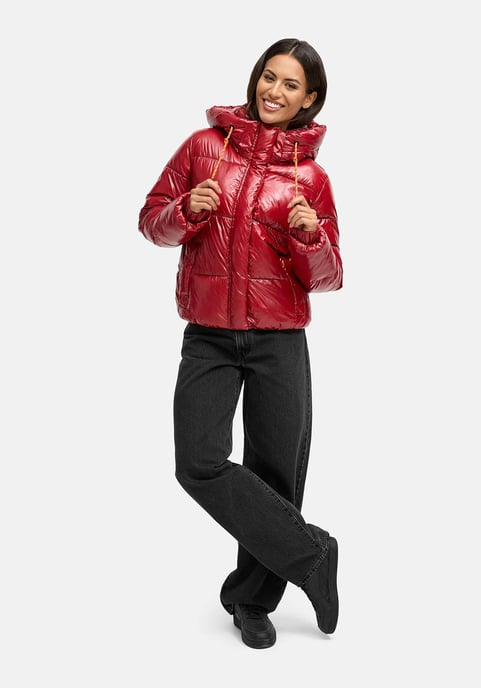 Marikoo dames gewatteerde winterjas Skyraa met capuchon & glanzend design - Image 6