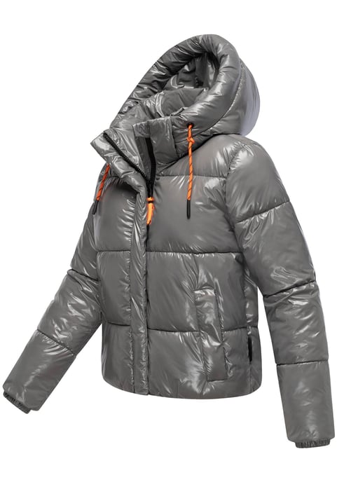 Marikoo dames gewatteerde winterjas Skyraa met capuchon & glanzend design - Image 3