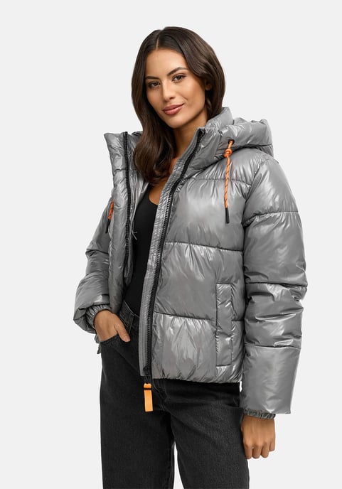 Marikoo dames gewatteerde winterjas Skyraa met capuchon & glanzend design - Image 6