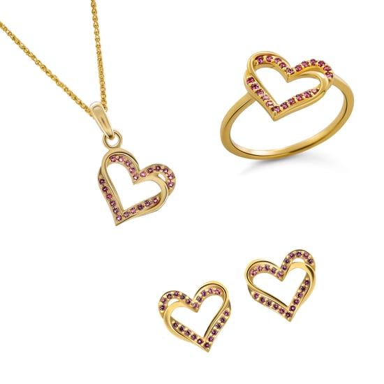 Orphelia 'Cecilia' Dames 925 Sterling Zilveren Set: Ketting + Oorbellen + Ring - Gouden SET-7584/R - Image 1