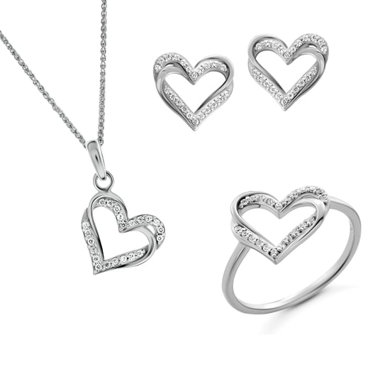 Orphelia 'Cecilia' Dames 925 Sterling Zilveren Set: Ketting + Oorbellen + Ring - Zilver SET-7584 - Image 1