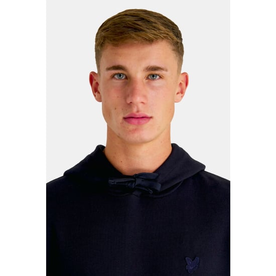 Lyle & Scott marineblauwe pull-over hoodie met tonaal Eagle-logo - Image 2