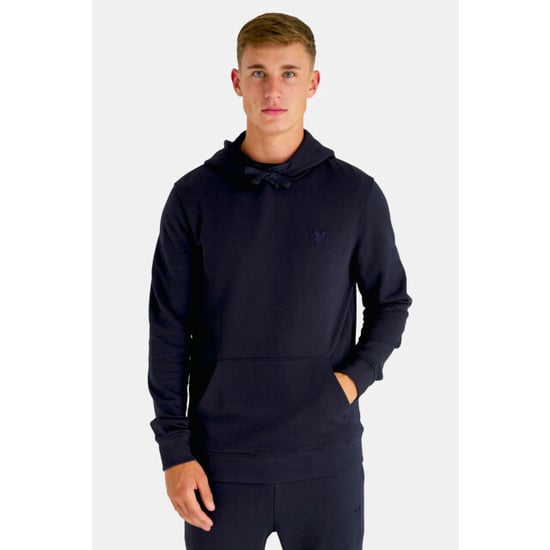 Lyle & Scott marineblauwe pull-over hoodie met tonaal Eagle-logo - Image 3