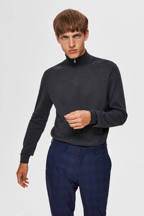 SELECTED HOMME gemêleerde fijngebreide schipperstrui SLHBERG antraciet - Image 5