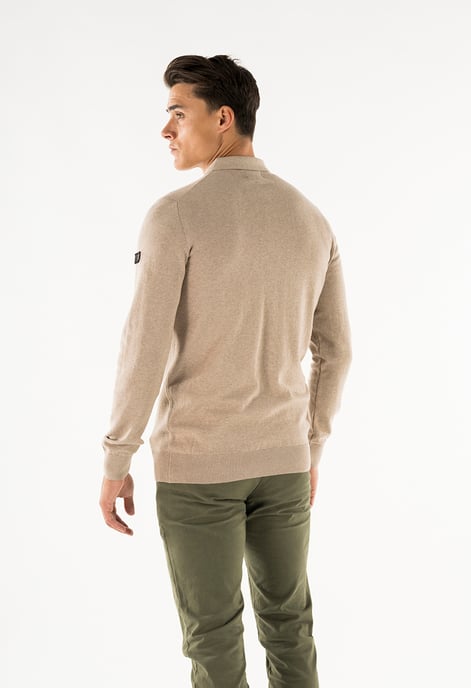 Presly & Sun Trui Brad Long Sleeve Knitted Polo Beige - Image 3