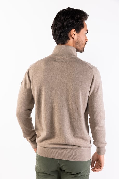 Presly & Sun Trui Lewis Zip Knitted Pullover Beige - Image 3