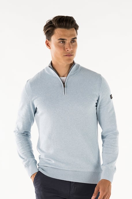 Presly & Sun Trui Lewis Zip Knitted Pullover Blauw - Image 2