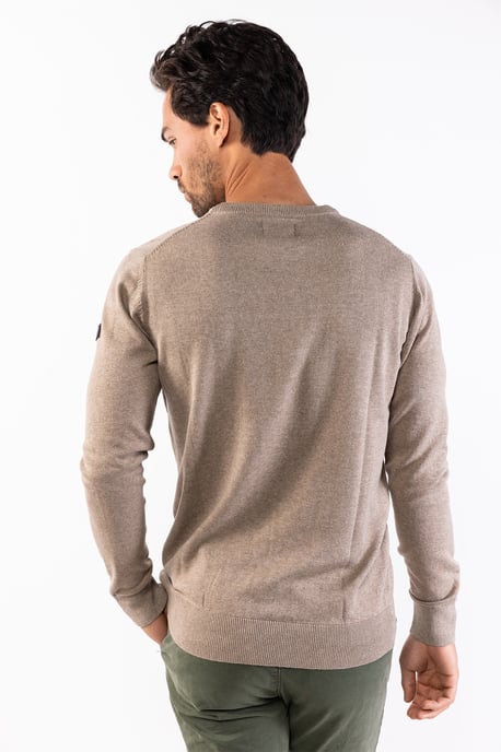 Presly & Sun Trui Will R-Neck Knitted Pullover Beige - Image 3