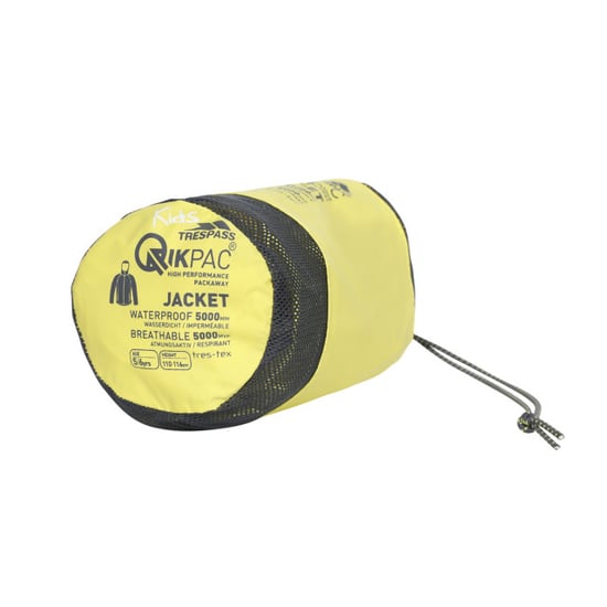 Trespass Kinderen/Kinderen Qikpac Waterdichte Packaway Jacket (Geel) - Image 3