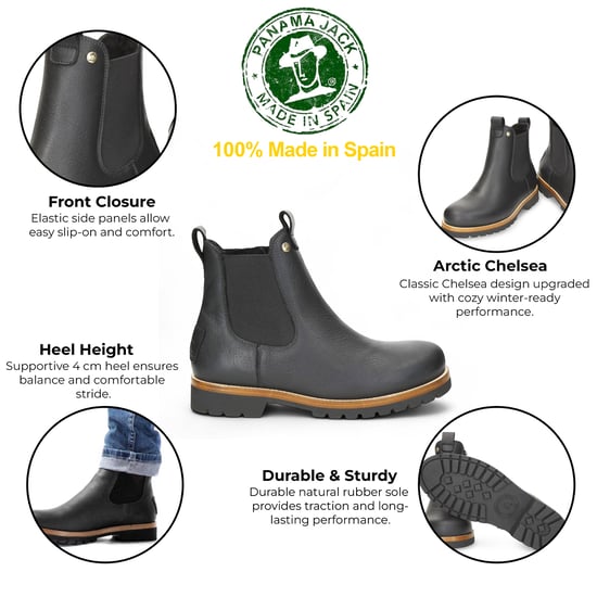 Panama Jack Heren Beny Igloo C1 Zwarte Waterdichte Leren Chelsea Boots - Image 2